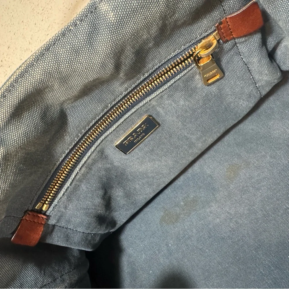 🛑 SOLD 🛑 Prada Blue Denim Canapa Tote Bag | Authentic Prada Logo Handbag COA - Picture 13 of 17